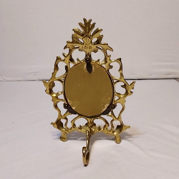 Vintage Victorian Style Gold Cast Iron Easel Picture Frame 71/2" 51/2" Glass - Picture 3 of 11